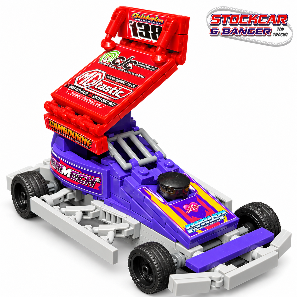 BriSCA F1 138 brick building kit, angled view