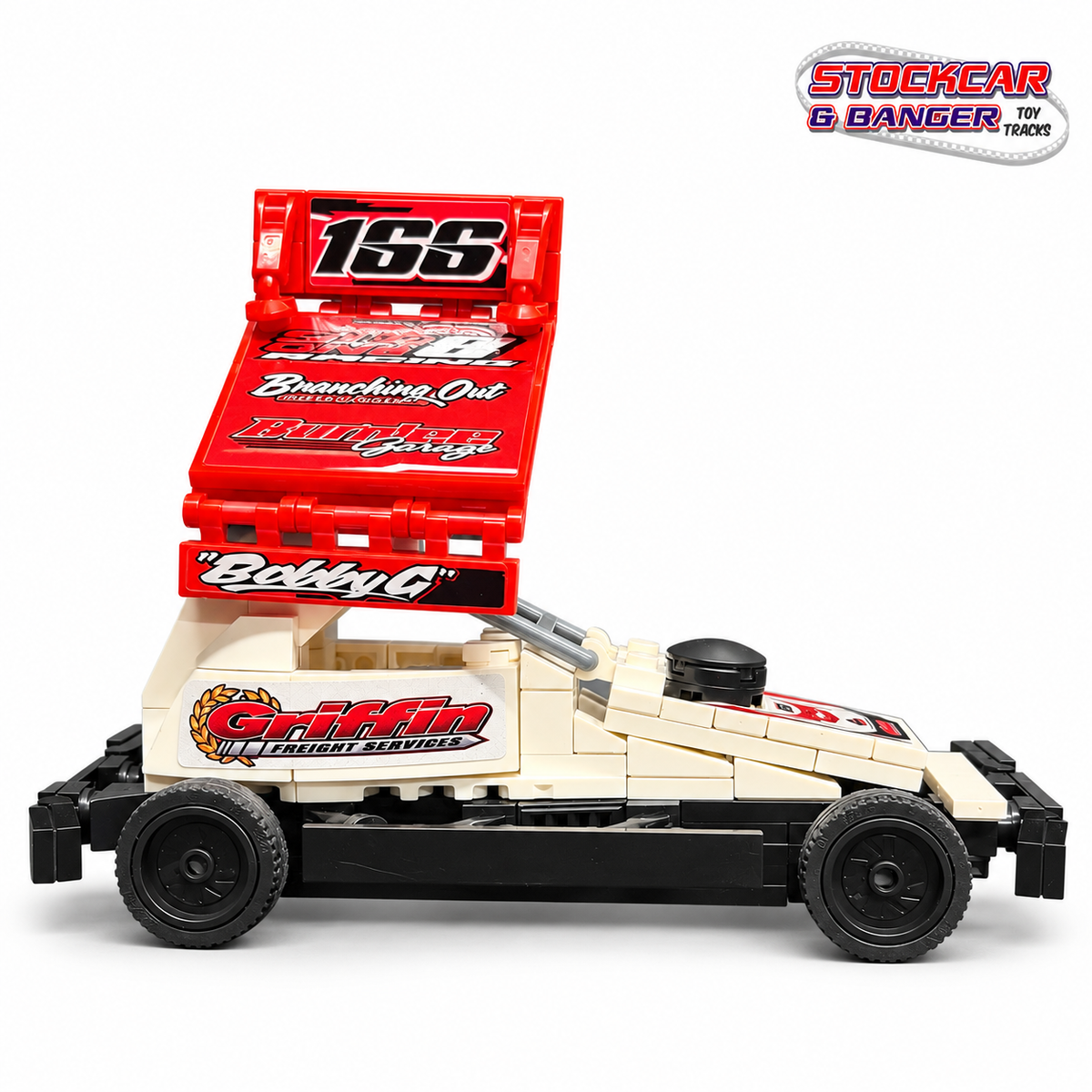 BriSCA F1 166 brick building kit, side view 2