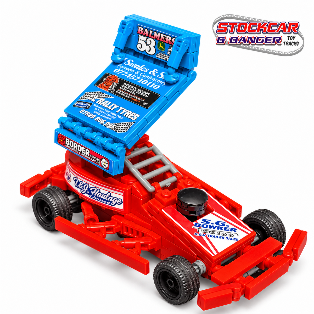 BriSCA F1 53 brick building kit, angled view