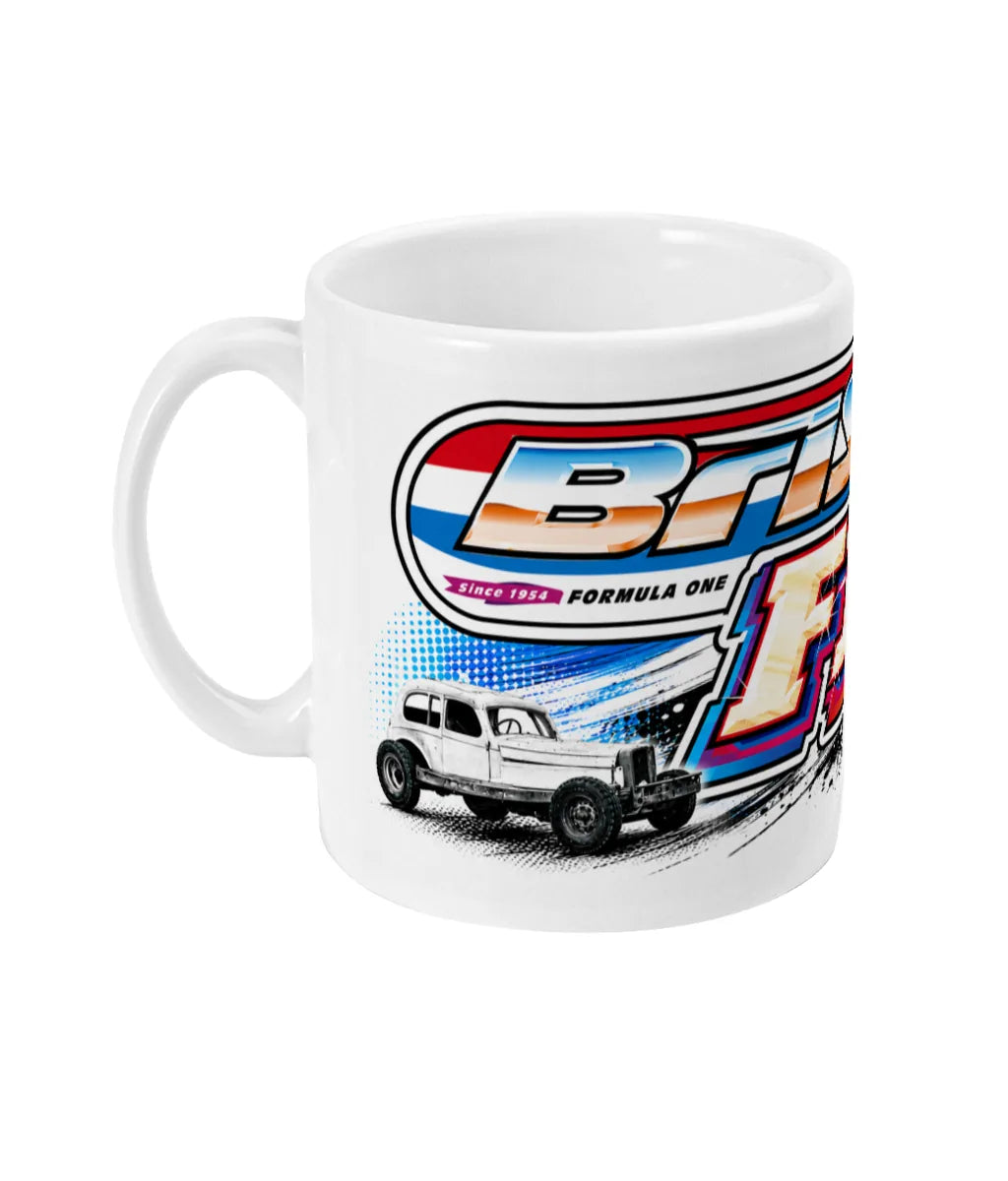 BriSCA F1 Logo White Mug – left side view