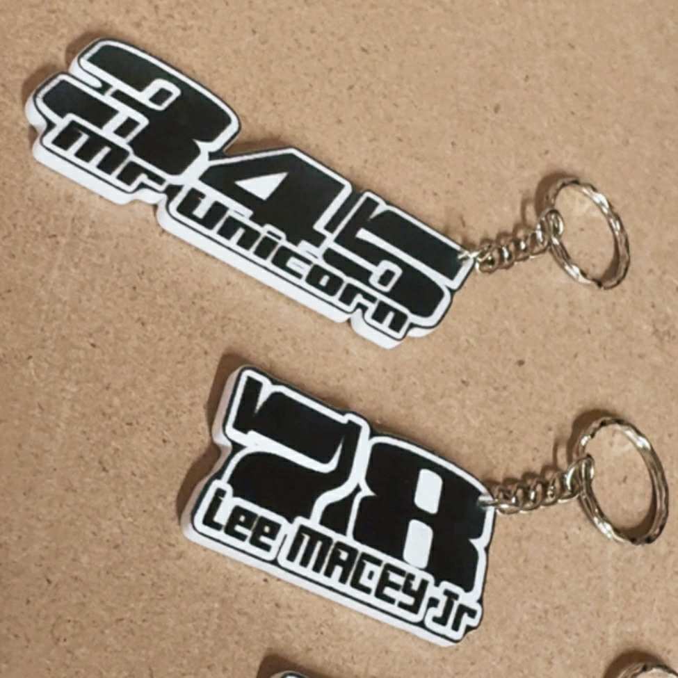 Custom Race Number Keyring