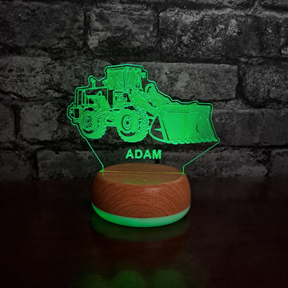 Personalised Front Loader Digger LED Lamp Night Light