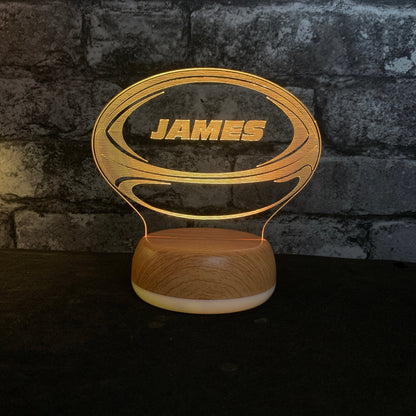 Gepersonaliseerde Rugbybal LED-lamp Nachtlampje