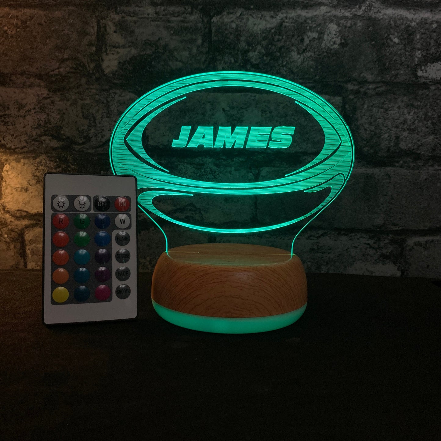 Gepersonaliseerde Rugbybal LED-lamp Nachtlampje