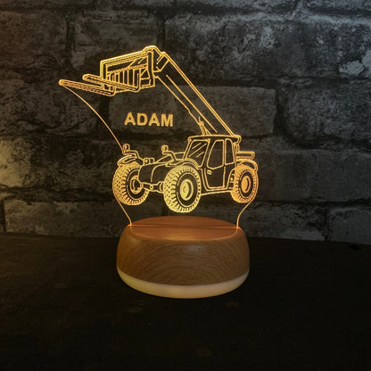 Personalised Forklift Loader Digger LED Lamp Night Light