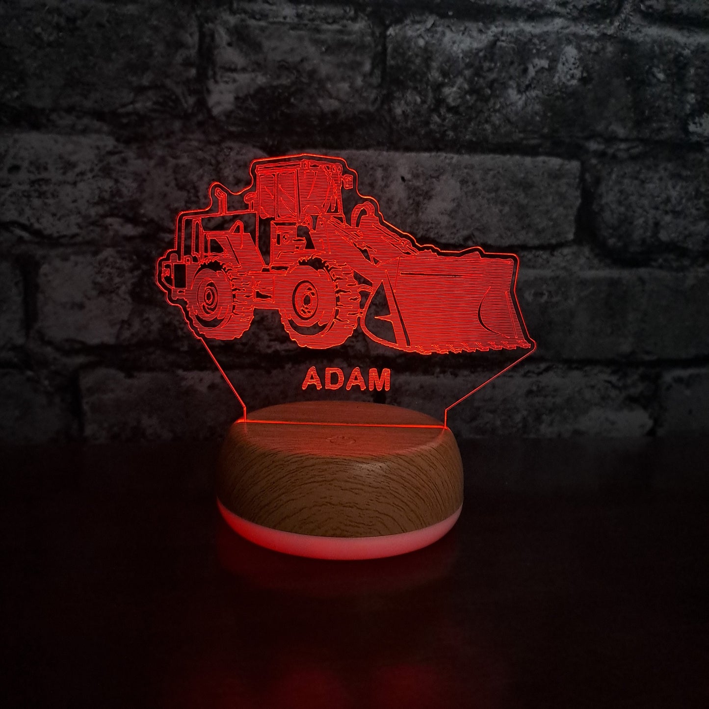 Personalised Front Loader Digger LED Lamp Night Light