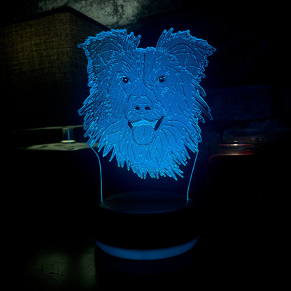 Personalised Border Collie Dog LED Lamp Night Light