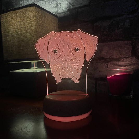 Personalised Boxer Dog LED Lamp Night Light