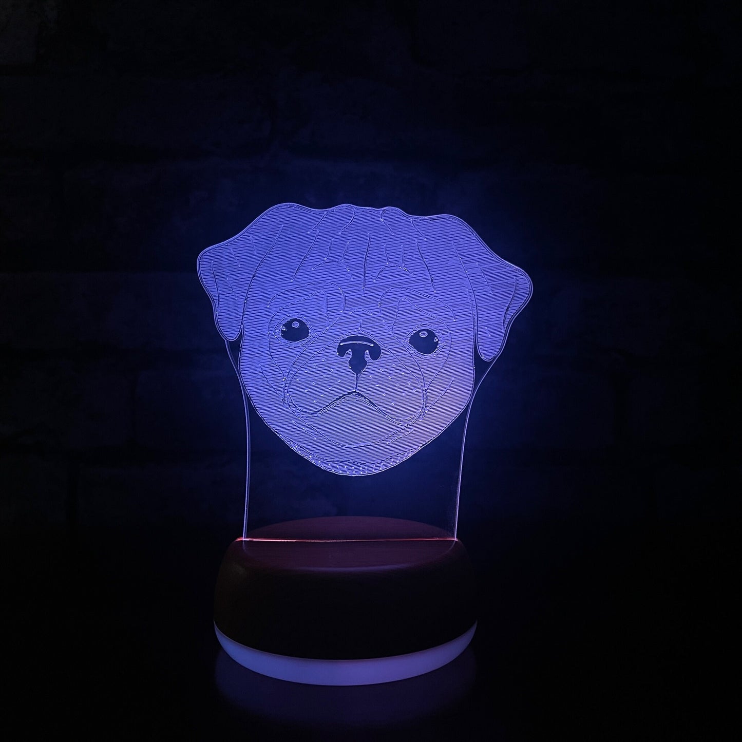 Personalised Pug LED Lamp Night Light