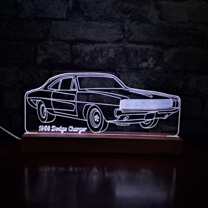 Personalised Dodge 68 Charger LED Lamp Night Light