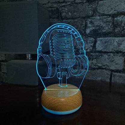 Headphones and Microphone LED Lamp Night Light