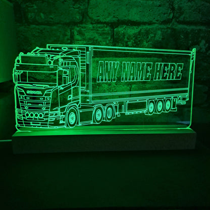 Personalised Scania Lorry with Trailer LED Lamp Night Light