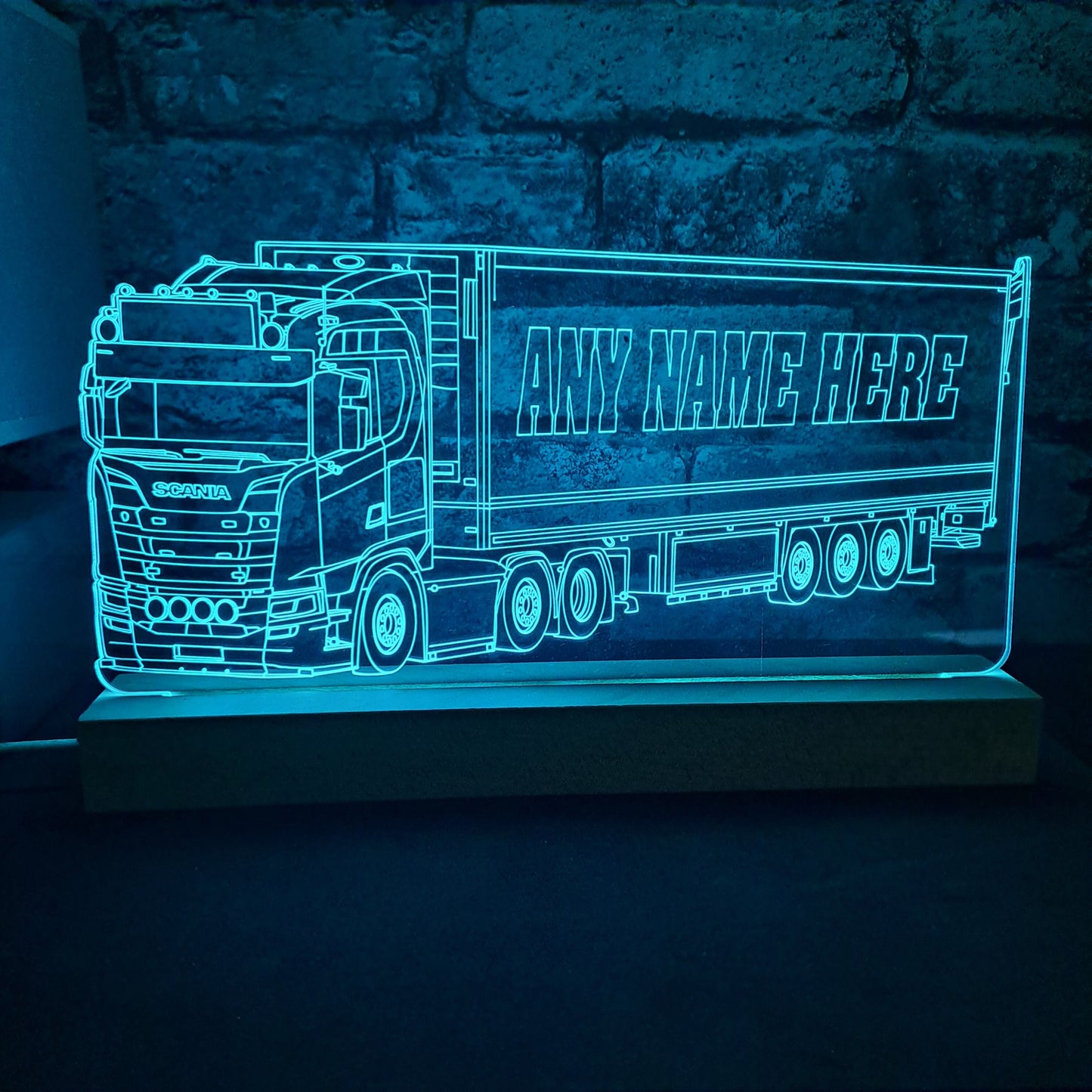 Personalised Scania Lorry with Trailer LED Lamp Night Light