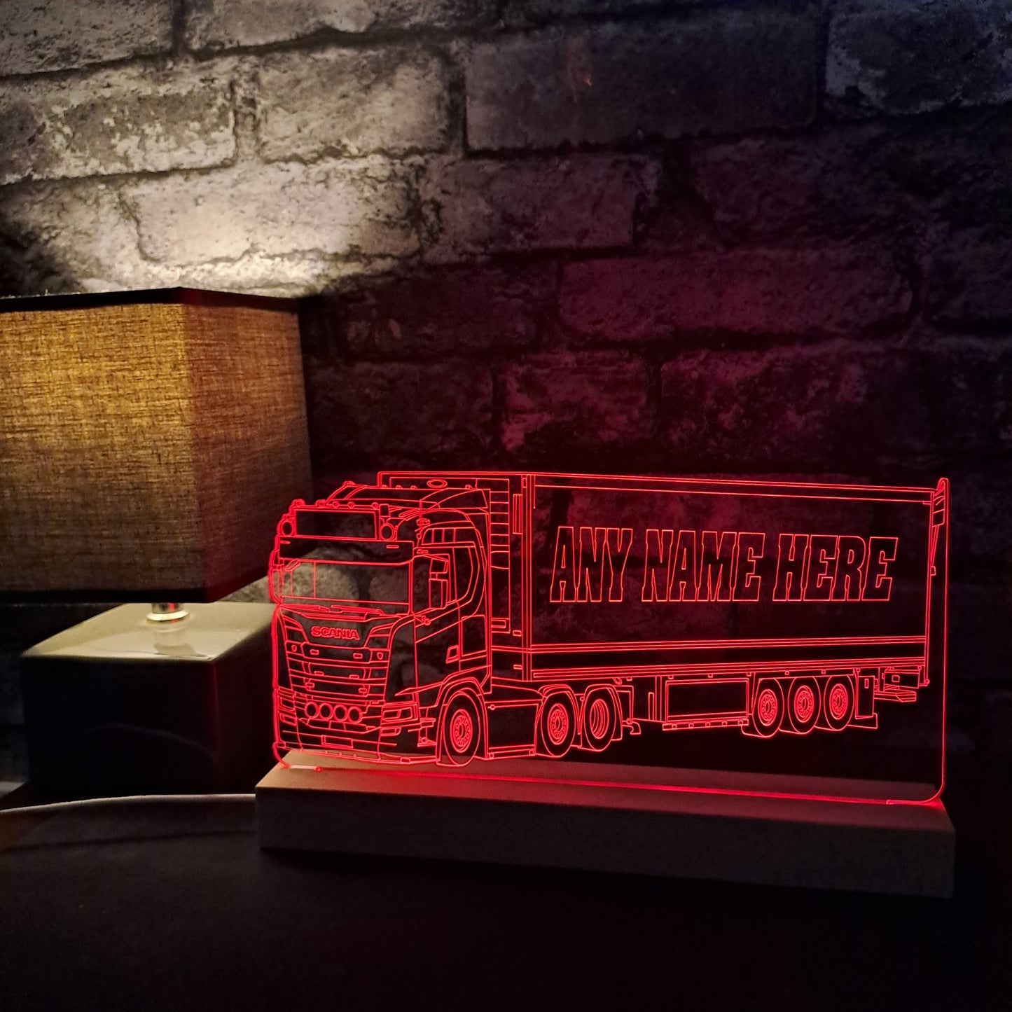 Personalised Scania Lorry with Trailer LED Lamp Night Light