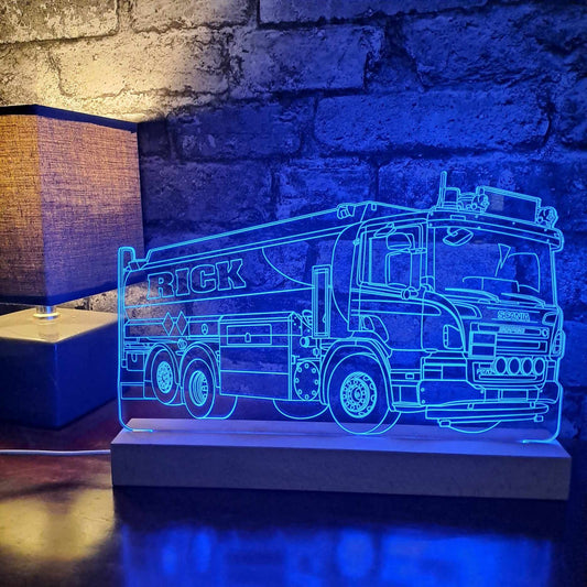 Personalised Scania Lorry with LPG Tanker Trailer LED Lamp Night Light