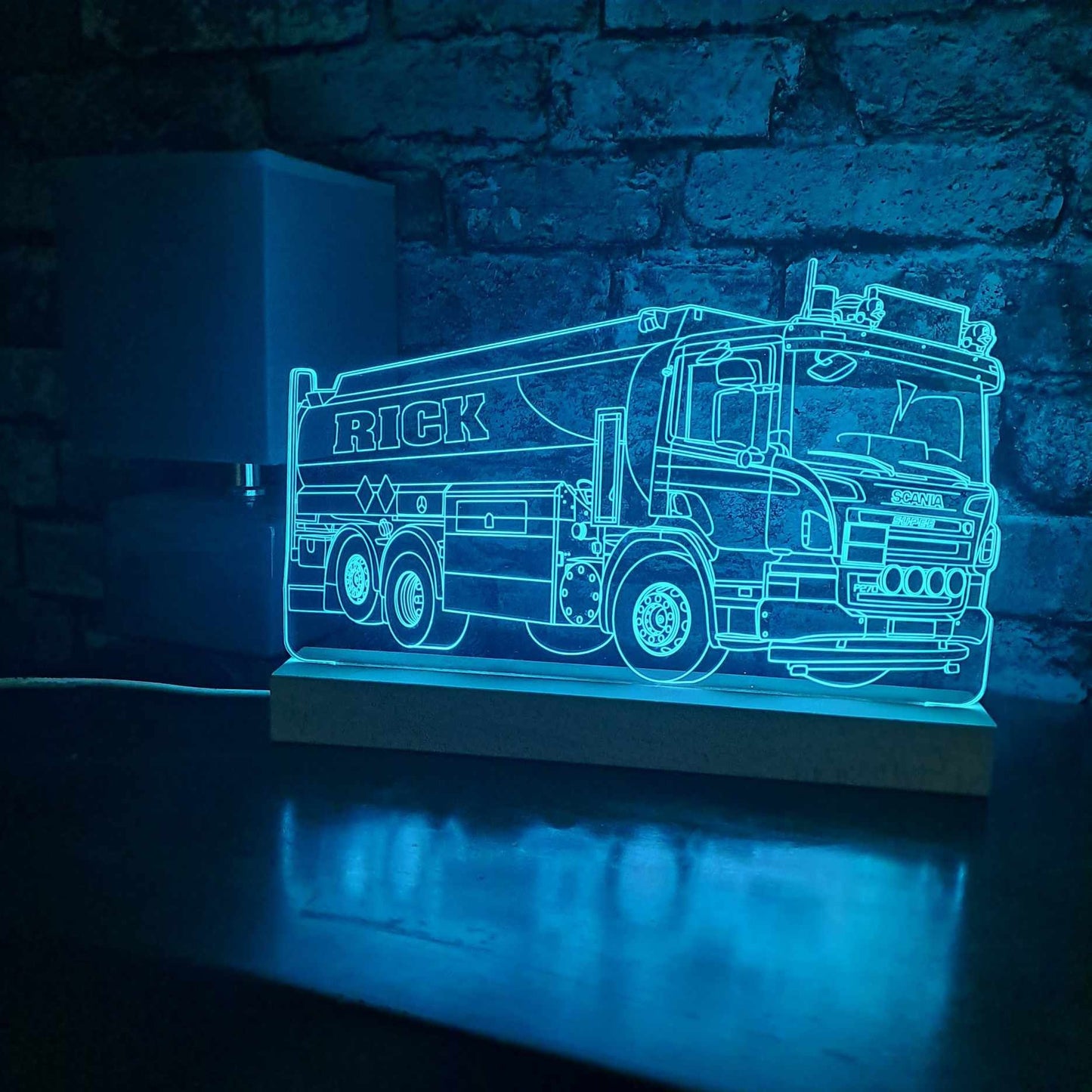 Personalised Scania Lorry with LPG Tanker Trailer LED Lamp Night Light