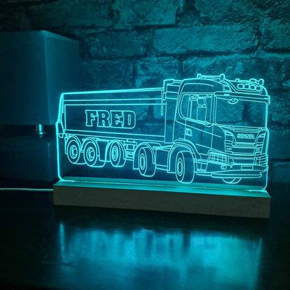 Personalised Scania Lorry with Trailer LED Lamp Night Light