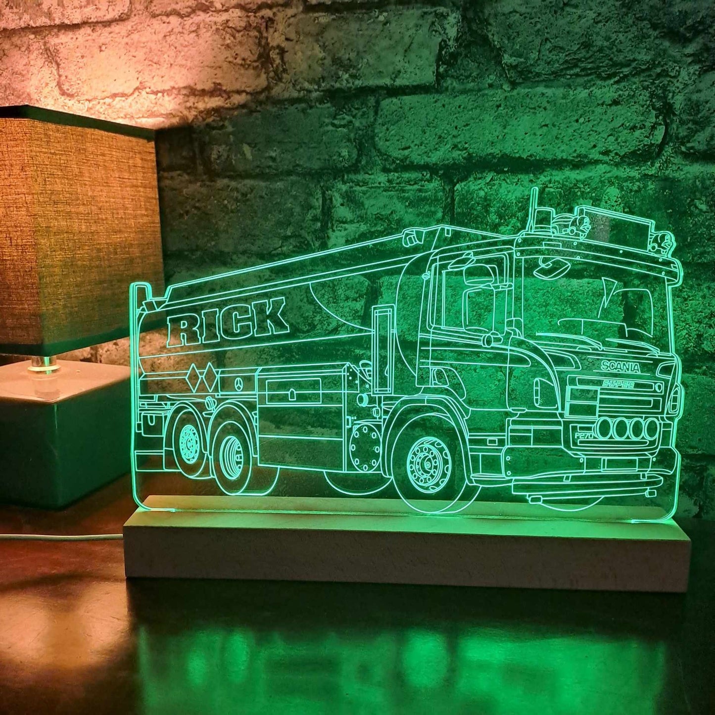 Personalised Scania Lorry with LPG Tanker Trailer LED Lamp Night Light