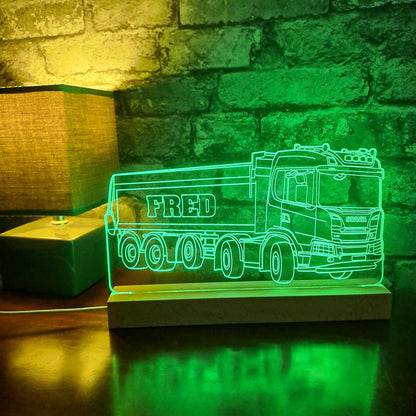 Personalised Scania Lorry with Trailer LED Lamp Night Light