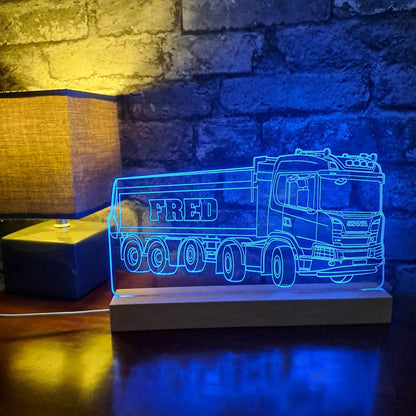 Personalised Scania Lorry with Trailer LED Lamp Night Light