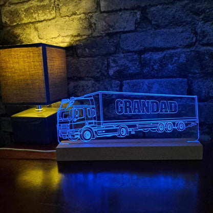 Personalised DAF Lorry with Trailer LED Lamp Night Light