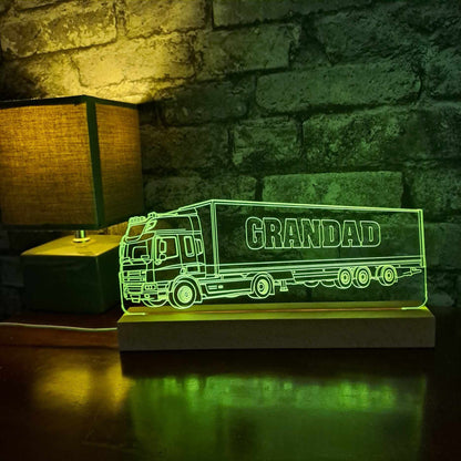 Personalised DAF Lorry with Trailer LED Lamp Night Light