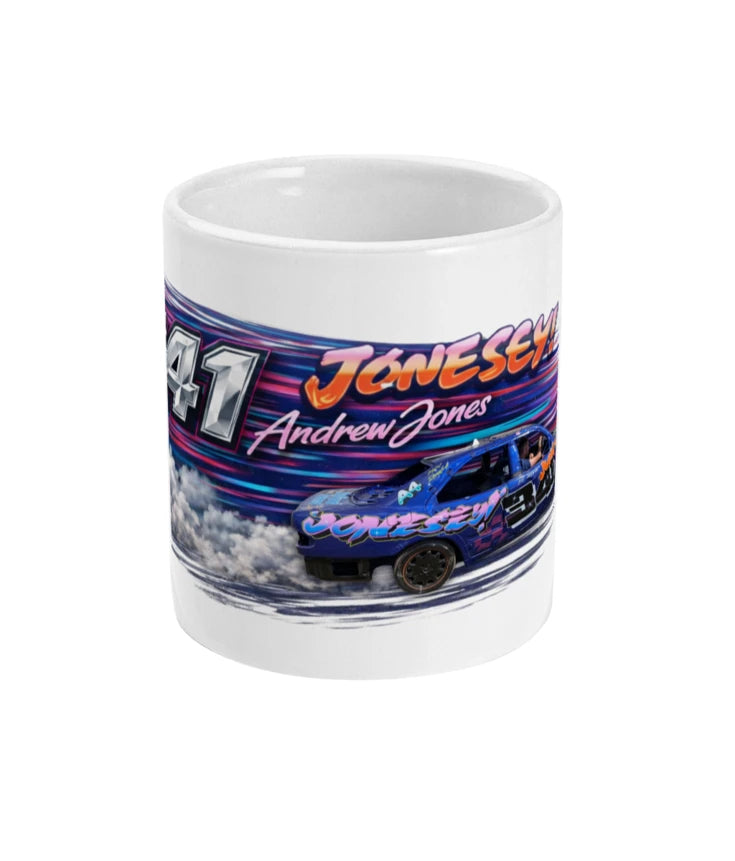Jonesey Banger Racing Mug – front view
