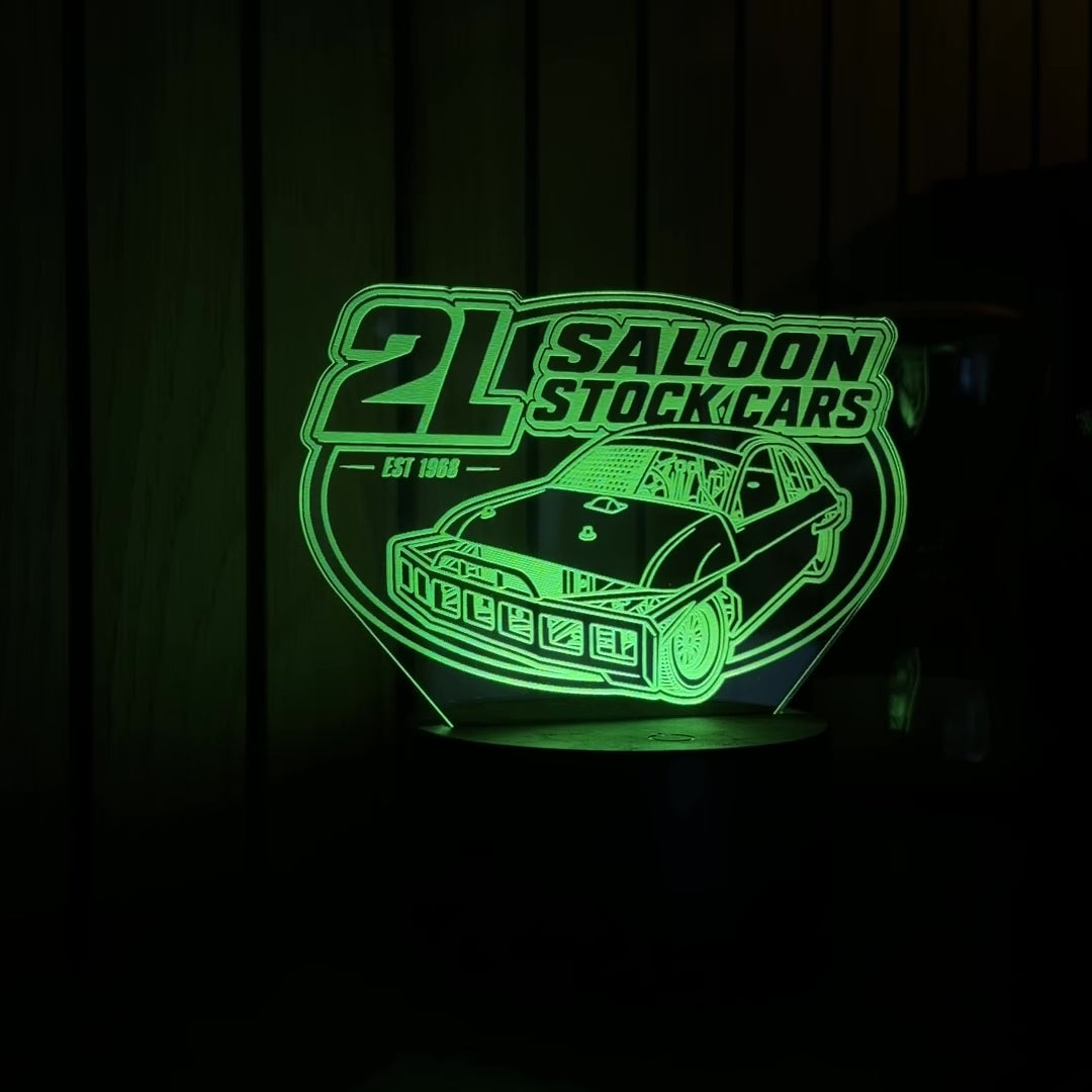 2L Saloon Stock Cars Est 1968 LED night light colour changing base lifestyle shot