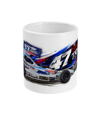 Simon Traves 47 Brisca F1 stock car mug — front view with car and number 47