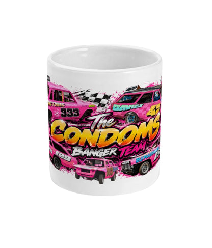 The Condoms Banger Racing Mug – front view