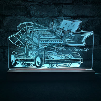 Tom Harris #1 #84 Brisca F1 Night Light - Large Wooden Base - Night Light - Stock Car & Banger Toy Tracks