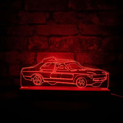 Granada Mk2 Banger Night Light - Large Wooden Base - Night Lights & Ambient Lighting - Stock Car & Banger Toy Tracks