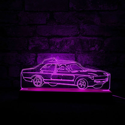 Granada Mk2 Banger Night Light - Large Wooden Base - Night Lights & Ambient Lighting - Stock Car & Banger Toy Tracks