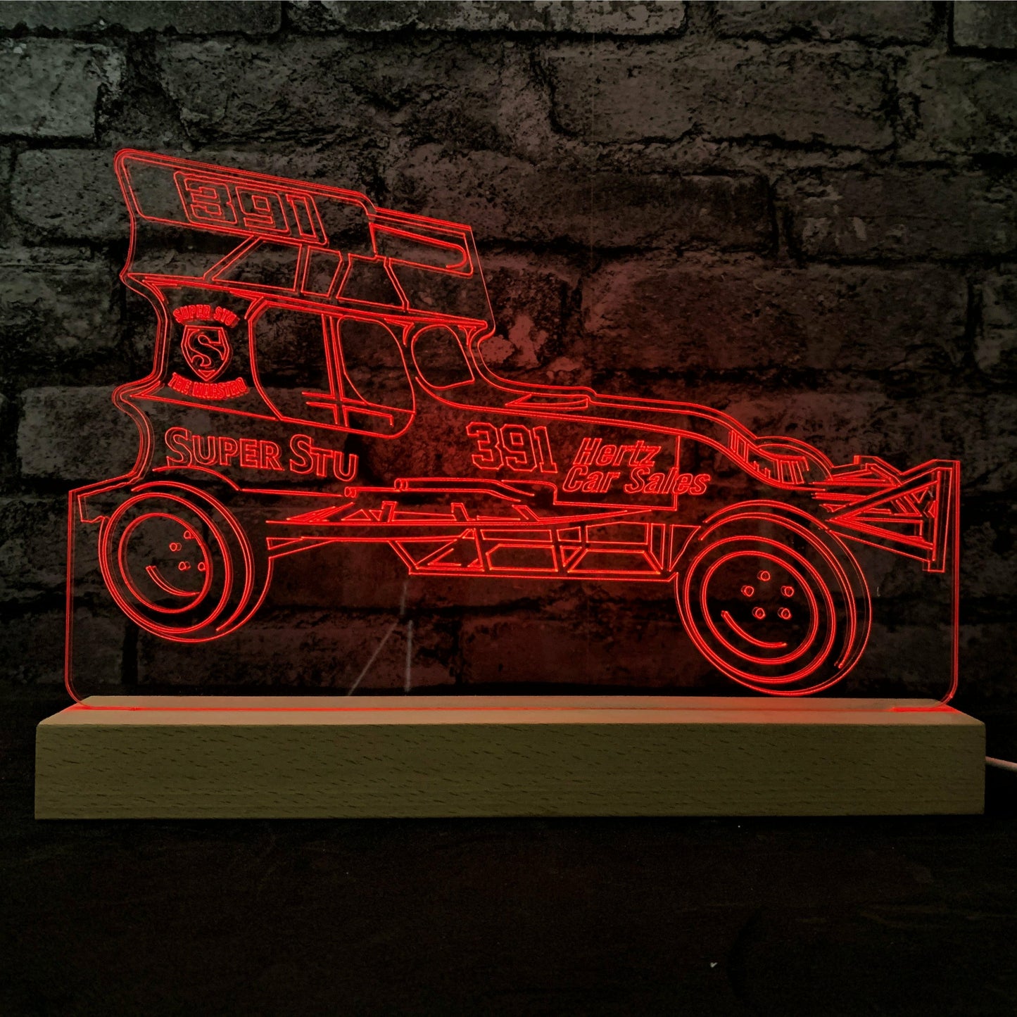 #391 Super Stu - 'The Maestro' Night Light - Stu Smith Hertz Car - Night Light - Stock Car & Banger Toy Tracks